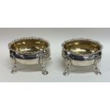 A good pair of oval Georgian silver salts with gil