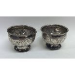 A pair of Norwegian silver miniature bowls on pede