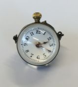 An unusual silver and crystal ball watch with whit