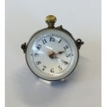 An unusual silver and crystal ball watch with whit