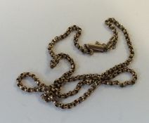 A 9 carat belcher link chain with barrel clasp. Ap