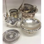 A pair of silver plated chamber sticks, sauce boat