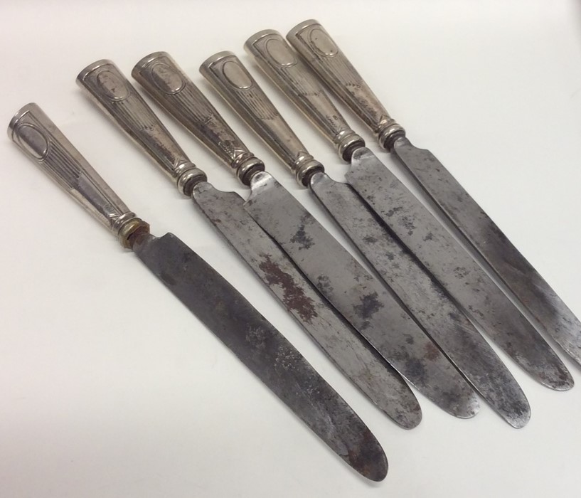 A set of six heavy Portuguese silver tapering kniv