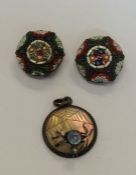 A pair of modern micro-mosaic earring together wit