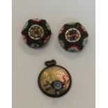 A pair of modern micro-mosaic earring together wit