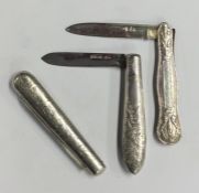 A silver fruit knife attractively decorated with f