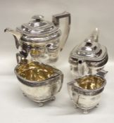 A good Georgian silver four piece tea service attr