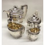 A good Georgian silver four piece tea service attr