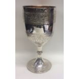 A large Victorian silver engraved goblet attractiv