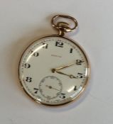 A gent's 9 carat open faced pocket watch with whit