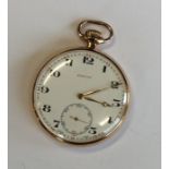 A gent's 9 carat open faced pocket watch with whit