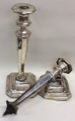 A silver tapering candlestick. Sheffield. By JD&S.