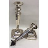 A silver tapering candlestick. Sheffield. By JD&S.