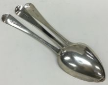 A group of three Georgian silver OE pattern spoons