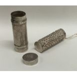 An unusual Antique silver nutmeg grater of cylindr