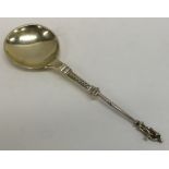 An unusual Continental silver spoon decorated with