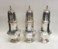 A rare set of three Edwardian silver Georgian styl