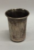 An unusual Russian silver tapering goblet. Punched