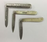 An attractive engraved silver fruit knife together
