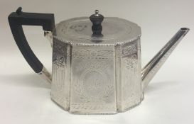A good Victorian silver bright cut teapot with bea