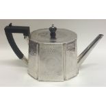 A good Victorian silver bright cut teapot with bea