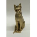 A good quality silver gilt model of a seated cat w