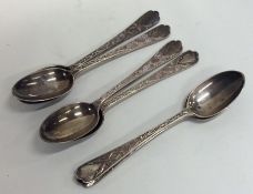 An attractive set of six decorative silver coffee