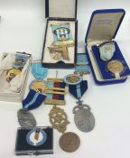 A group of silver and other Masonic medals. Est. £