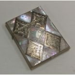 A fine quality silver and MOP card case attractive