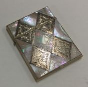A fine quality silver and MOP card case attractive