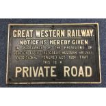 An old cast iron Great Western Railway 'Private Ro