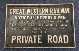 An old cast iron Great Western Railway 'Private Ro