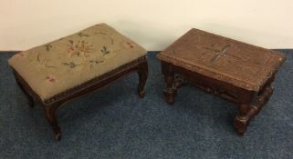 Two Antique footstools. Est. £20 - £30.