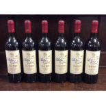 Six x 750 ml bottles of French red wine as follow