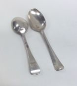 A pair of Georgian bottom marked spoons of Hanover
