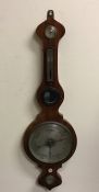 A rosewood veneered banjo barometer with silvered