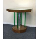 An Art Deco mirrored top occasion table with green