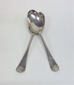 A pair of Hanoverian pattern silver tablespoons. L