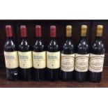 Seven x 750 ml bottles of French red wine as follows