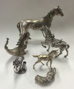 A selection of novelty silver plated model horses