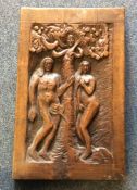 A large rectangular oak panel depicting 'Adam and