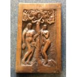 A large rectangular oak panel depicting 'Adam and