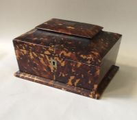 A tortoiseshell mounted jewellery casket in sarcop