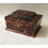 A tortoiseshell mounted jewellery casket in sarcop