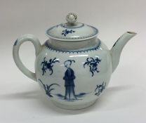 An early Worcester baluster shaped teapot dec