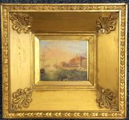 A gilt framed picture of an Italian scene in brigh