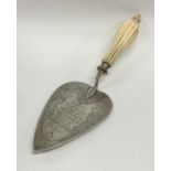 A good quality Victorian silver trowel with ivory
