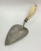 A good quality Victorian silver trowel with ivory