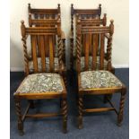 A set of six oak barley twist chairs. Est. £30 - £