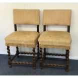 A pair of Continental hall chairs with stretcher b